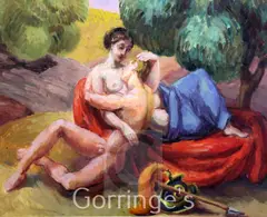 Lovers, c.1955 by Duncan Grant, oil on paper, sold Mar 2016