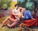 Lovers, c.1955 by Duncan Grant, oil on paper, sold Mar 2016