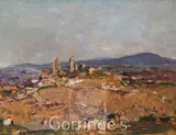 View of San Gimignano, Tuscany,inscribed verso,8 x 10.5in by Alexander Jamieson, oil on wood, sold Mar 2016
