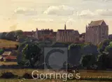 View of Lancing College from the River Adur by Garnet Ruskin Wolseley, oil on wood, sold Mar 2016