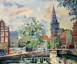 Church in Amsterdam by Emile Baes, oil on canvas, sold Mar 2016