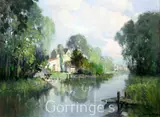 River landscape, Moret-sur Loing by Georges Charles Robin, oil on canvas, sold Mar 2016