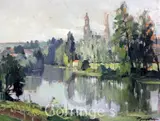 St Laurent-sur-Seine (Vendeé) by Georges Charles Robin, oil on panel, sold Mar 2016