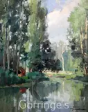 River landscape by Georges Charles Robin, oil on board, sold Mar 2016