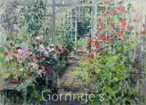 Flowers in a greenhouse by Susan Ryder, oil on canvas, sold Mar 2016
