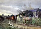 Going to the horse fair early morning by Charles James Adams, watercolour, sold Mar 2016