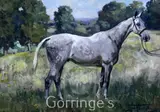 Dapple grey horse in a field by Lionel Edwards, 1917, gouache, sold Mar 2016