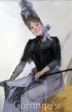 Portrait of a seated lady holding a parasol by Max Levis, pastel, sold Mar 2016