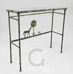 Console, La Promenade des Amis, a unique version commissioned by Comtesse Simone Sanjust di Teulada,stamped on the frame Diego and DG,W by Diego Giacometti, bronze, sold Mar 2016