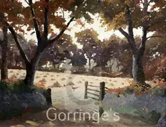 Cornish cornfield by Hugh E. Ridge, oil on canvas, sold Feb 2016