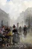 Victorian flower market,8 x 5.5in by Henri Gaston Darien, oil on board, sold Feb 2016