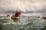 Fishing boats leaving harbour by W.H. Durham, oil on canvas, sold Feb 2016