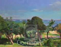 Walk to the Beach, Watamu,inscribed verso,17 x 21in by Gregory Alexander, oil on canvas board, sold Feb 2016
