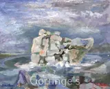 Rocks at Opinan, Wester Ross, 1948 by David McClure, oil on card, sold Feb 2016