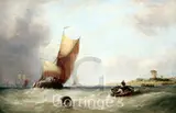 Shipping off the coast by George Clarkson Stanfield, oil on canvas, sold Feb 2016