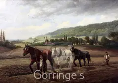 Ploughing scene by Edward Algernon Stuart Douglas, oil on canvas, sold Feb 2016