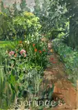 Flower garden by Susan Ryder, oil on canvas, sold Feb 2016