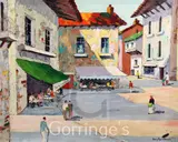 Continental town square with cafe by Cecil Rochfort D'Oyly-John, oil on panel, sold Feb 2016