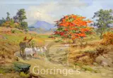 Bullock cart on a lane by Archibald Herman Muller, oil on canvas, sold Feb 2016