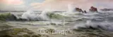 Waves breaking on the shore by Ernest Stuart, watercolour, sold Feb 2016