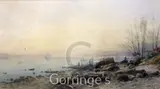 2 watercolours,Coastal landscape and Cattle beside a fjord, Matmark by Charles Jones Way, watercolor, sold Feb 2016