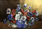 Still life of anemones in a Chinese vase by Marion Broom, watercolour, sold Feb 2016