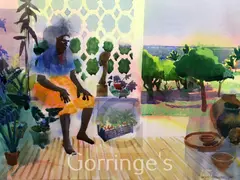 Woman overlooking a tropical garden by Gregory Alexander, watercolour, sold Feb 2016