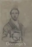 4 drawings,A self portrait, 6 x 4.5in., two figure studies and a study of a hand,the latter signed and dated 1815,largest 7.25 x 4.5in by Henry Wyatt, 1815, drawing, sold Feb 2016