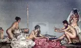 The Silver Mirror' and 'The New Model Inspecting Drawings of her Predecessors by William Russell Flint, pencil, sold Feb 2016