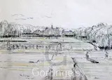 Vaux Le Vicomte by Paul Ayshford Methuen, 4th Baron Methuen, 1946, ink and coloured, sold Feb 2016