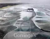 2 coloured chalk drawings,Pier and Promenade by Derek Wilkinson, 1975, drawing, sold Feb 2016