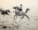 Horse riders by Edmund Blampied, lithograph, sold Feb 2016