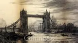 Tower Bridge by William Lionel Wyllie, etching, sold Feb 2016