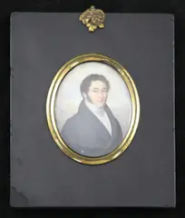 Miniature self portrait,monogrammed,3 x 2.25in by William Charles Ross, oil, sold Dec 2015