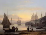 Harbour scene at sunset by Thomas Luny, 1836, oil on wood, sold Dec 2015