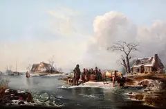 The Frozen Pond by Wilhelm Alexander Meyerheim, oil on canvas, sold Dec 2015