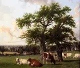 Landscape in Warwickshire,15 x 18in by Thomas Baker, oil on wood, sold Dec 2015