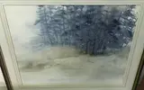 Winter woodland landscape with snow by Marjorie Pigott, watercolour, offered Nov 2022