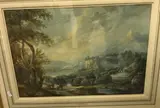 Italian landscape with shipping and town in the background, figures and donkeys on a path in the foreground by Paul Sandby, 1791, watercolour, offered May 2022