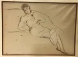 Femme sur un canapé” charcoal and chalks, initialed lower left, 36 cm x 49.5 cm CONDITION REPORTS Paper with some foxing and discolouration by Paul César Helleu, charcoal and chalks, offered Dec 2021