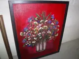 Floral still life by Shadi Mahsa, acrylic on canvas, offered Aug 2021