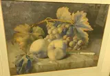 Apples and grapes on a stone ledge by Edward Sherard Kennedy, watercolour, offered Jun 2021