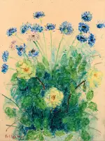 Flowers by Umberto Lilloni, Pastels on paper, offered May 2025