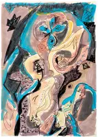 Idole héraldique ((the stolen heart) by André Masson, Ink and gouache on paper, offered May 2025