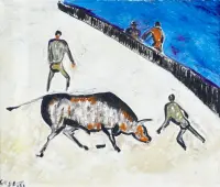 Corsa a Aigues Mortes by Giuseppe Cesetti, Oil on canvas, sold May 2025