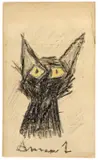 Sketch for the Il Gatto Nero restaurant by Armando Testa, Pastels on paper, sold May 2025