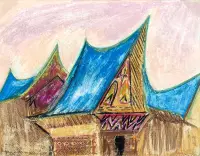 Lot of seven works on paper by Ezio Gribaudo, Pastelli a olio su carta, sold May 2025