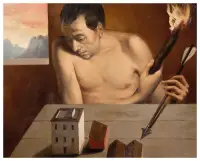 Uomo con fiaccola in un interno by Stefano Di Stasio, Oil on canvas, sold Nov 2024