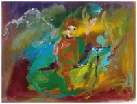 Lot of two work: Portrait of a woman by Ernesto Treccani, Mixed media on canvas, offered Nov 2024
