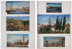An album of twenty-two oil sketches of Venice, Naples, Rome and their environs - copies painted by White after the original set of 202 sketches made in Italy during the summer of 1877 by William White Warren, Mainly incised with date '77 and some with title, mainly titled in ink below each sketch, sold Nov 2011
